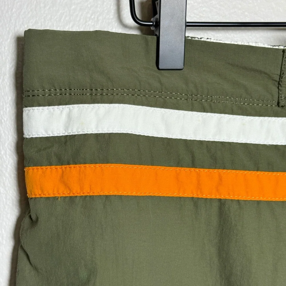 Black Brown 1826 Mens Swim Trunks L Green Orange‎ Stripe Lined Beach Vacation